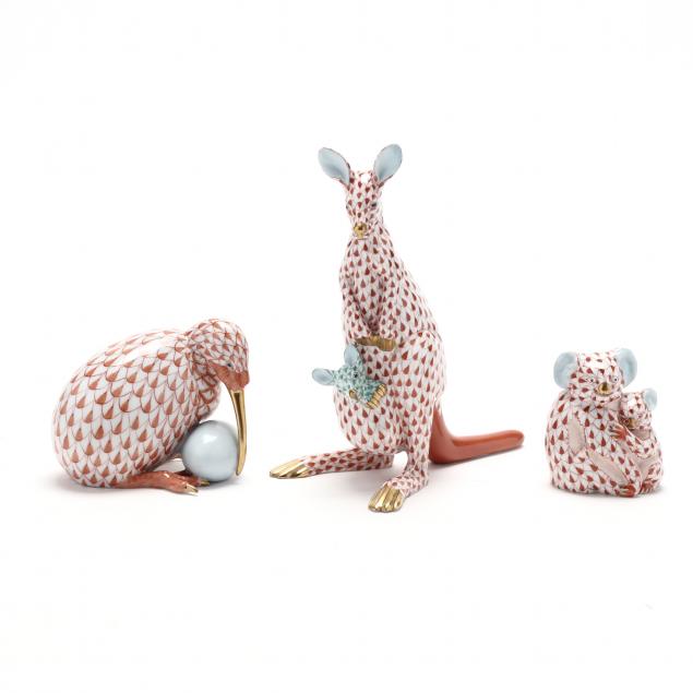 THREE HEREND ANIMAL FIGURINES