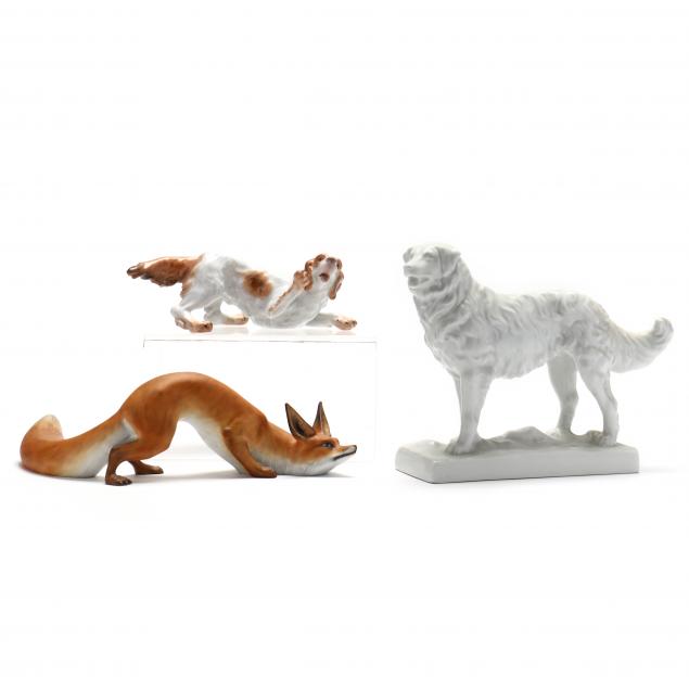 THREE HEREND NATURAL ANIMAL