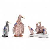 THREE HEREND PENGUIN FIGURINES
