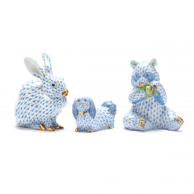 THREE HEREND PORCELAIN ANIMAL