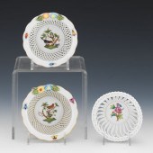 THREE HEREND PORCELAIN BASKETS