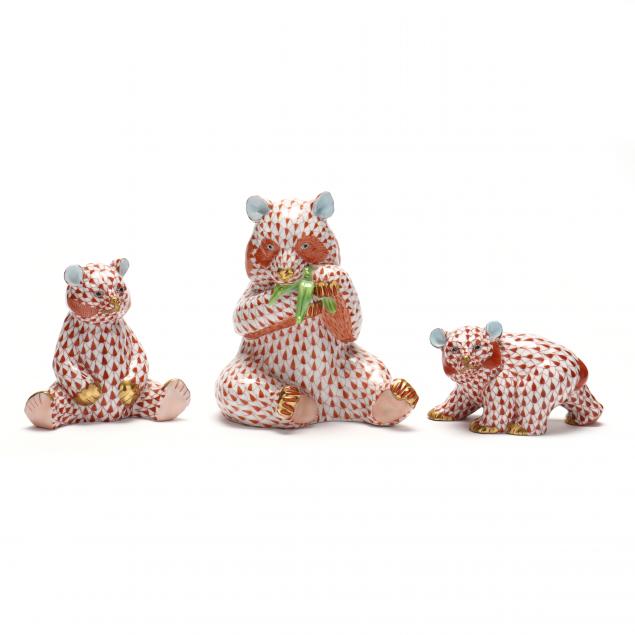 THREE HEREND PORCELAIN BEAR
