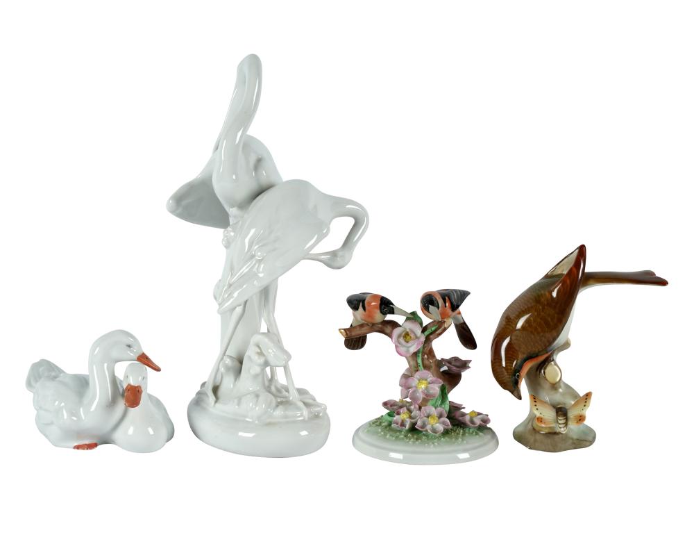 THREE HEREND PORCELAIN BIRD