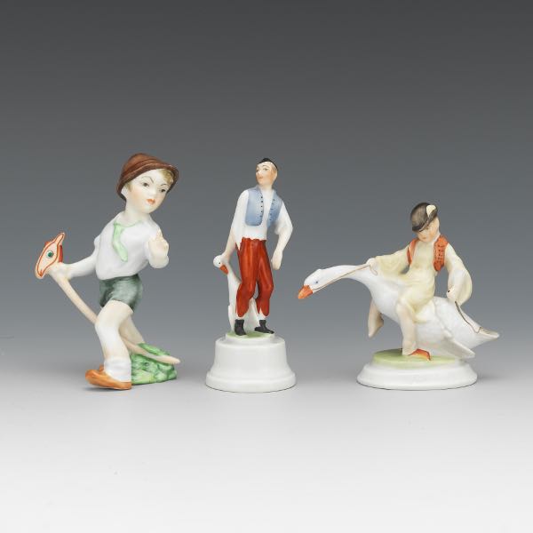 THREE HEREND PORCELAIN BOYS  Boy