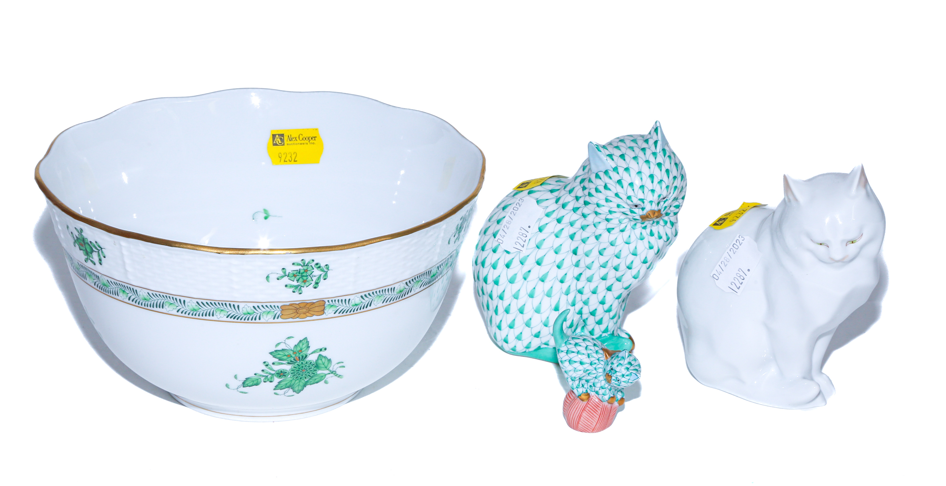 THREE HEREND PORCELAIN CATS &