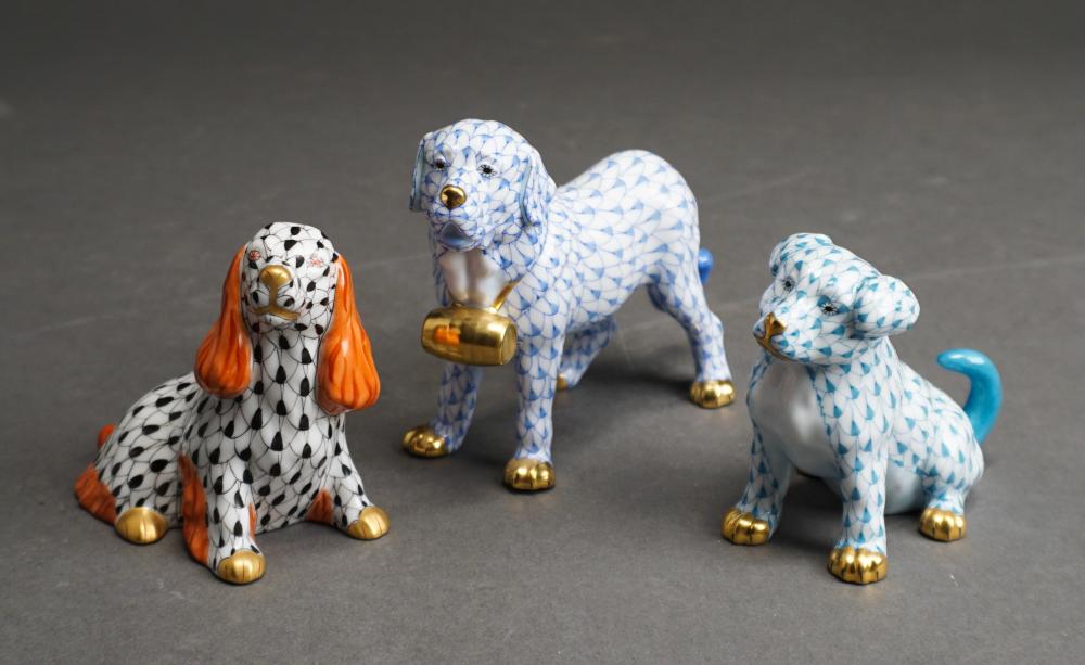 THREE HEREND PORCELAIN FIGURINES OF