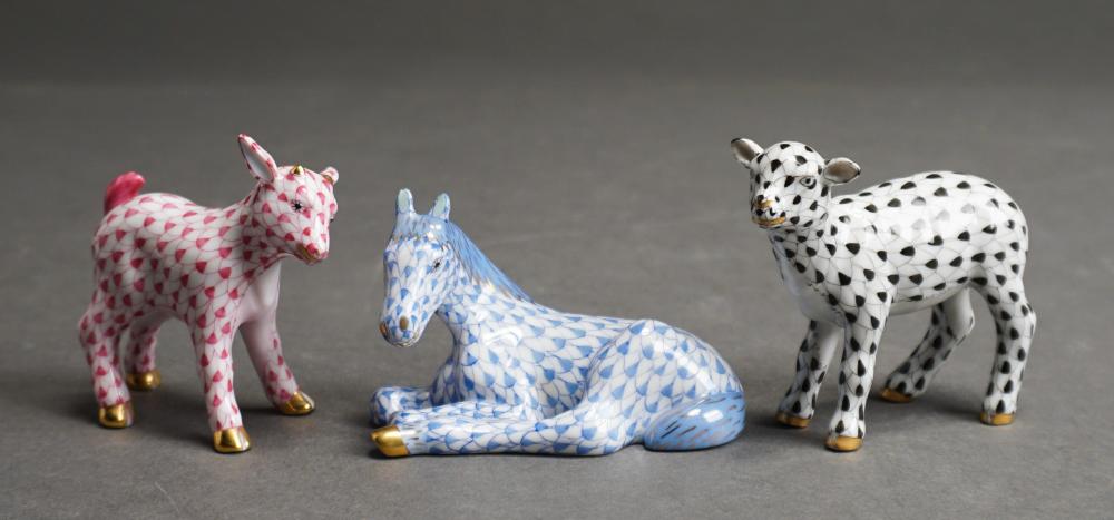 THREE HEREND PORCELAIN FIGURINES OF