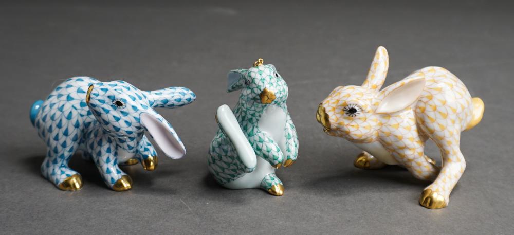 THREE HEREND PORCELAIN FIGURINES OF