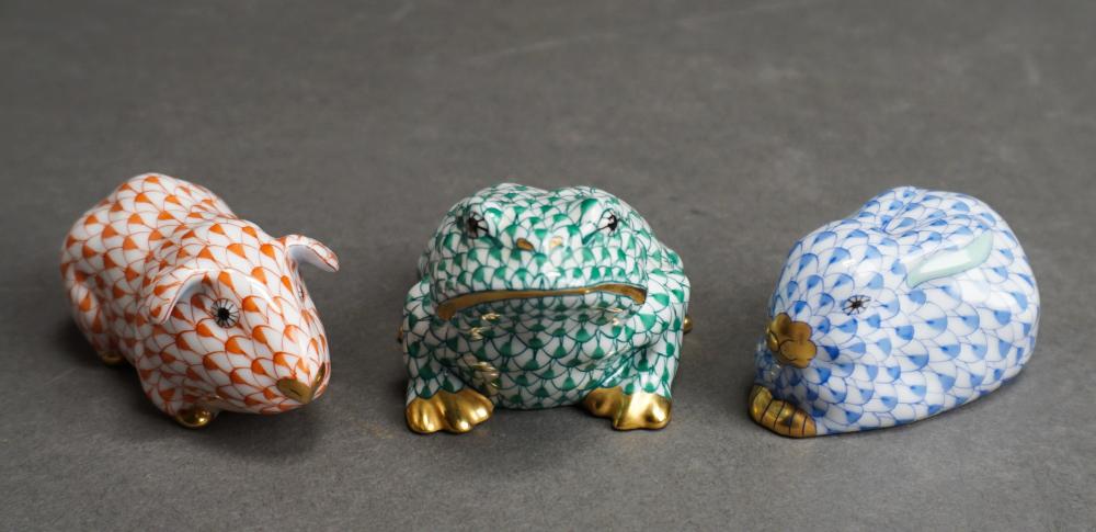 THREE HEREND PORCELAIN FIGURINES OF