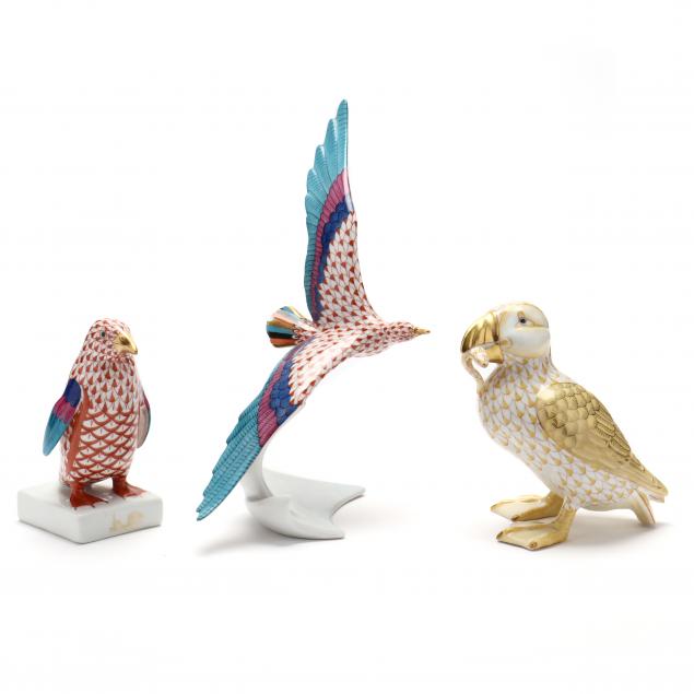 THREE HEREND PORCELAIN FISHNET