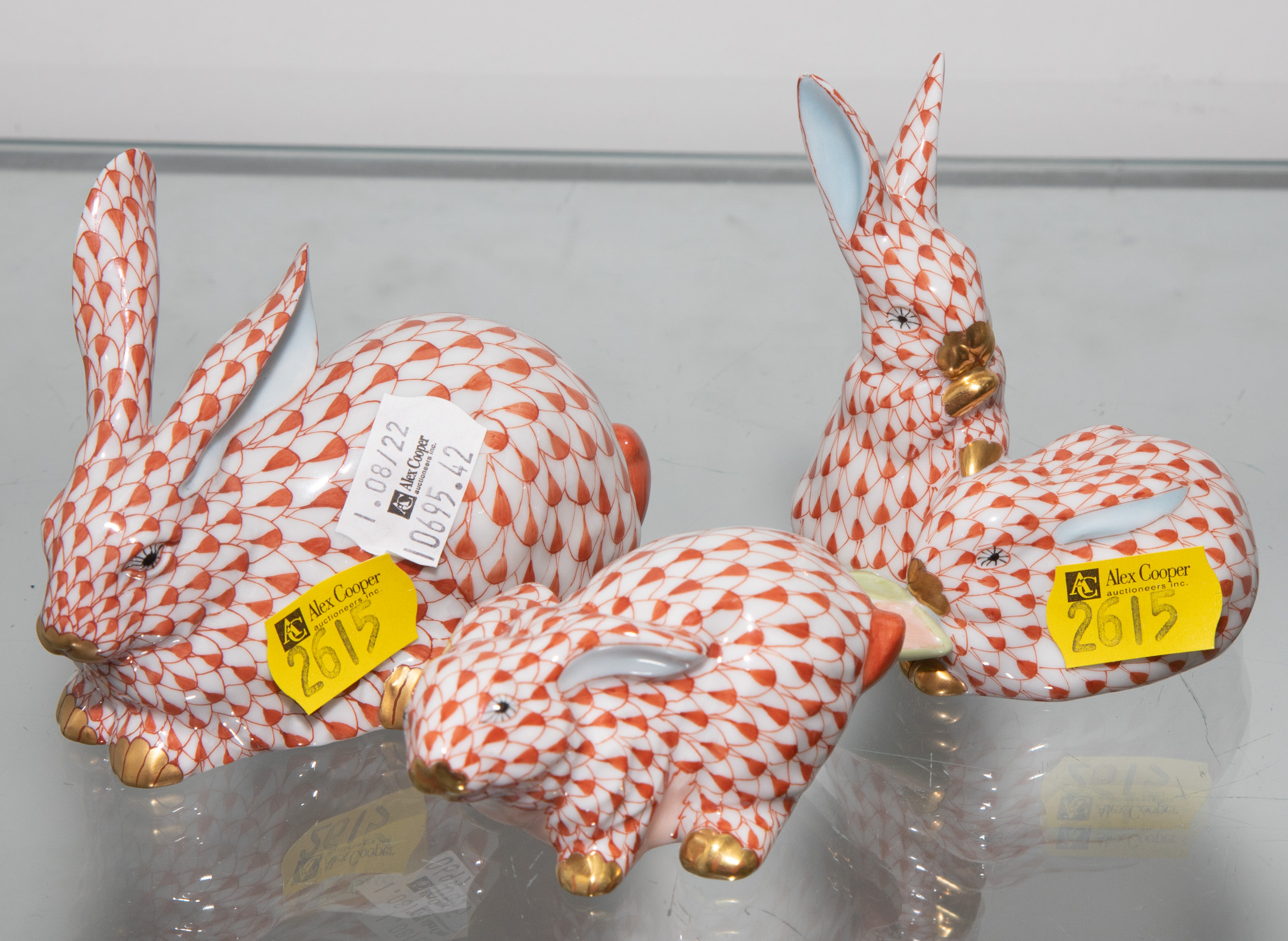 THREE HEREND PORCELAIN RABBIT