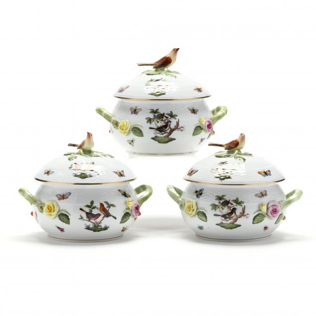 THREE HEREND PORCELAIN ROTHSCHILD