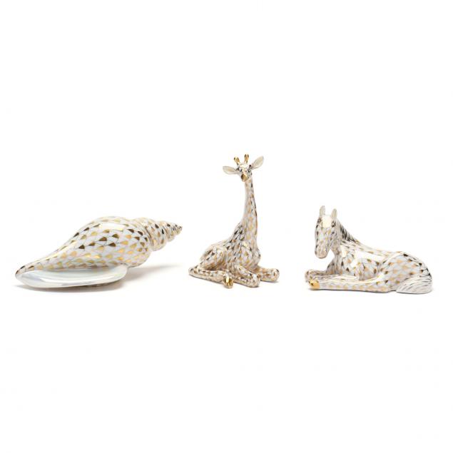 THREE HEREND PORCELAIN SCULPTURES