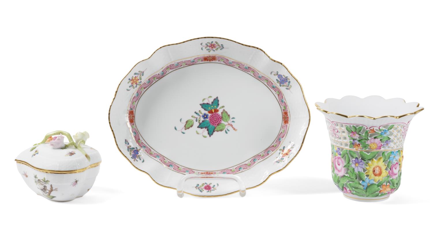 THREE HEREND PORCELAIN TABLE