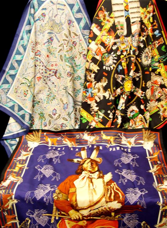 Three Hermes scarves  the first