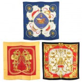 THREE HERMES SILK SCAVES Made