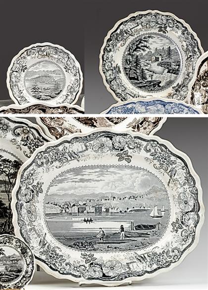 Three historical black transferware