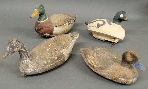 Three hollow-carved duck decoys