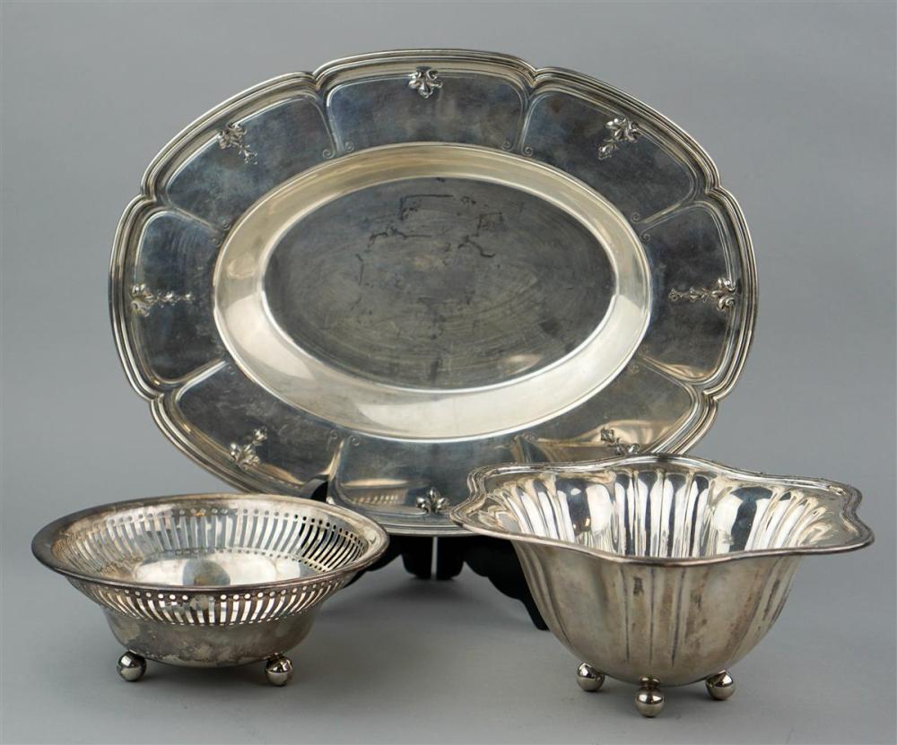 THREE HOLLOWARE PIECES OF