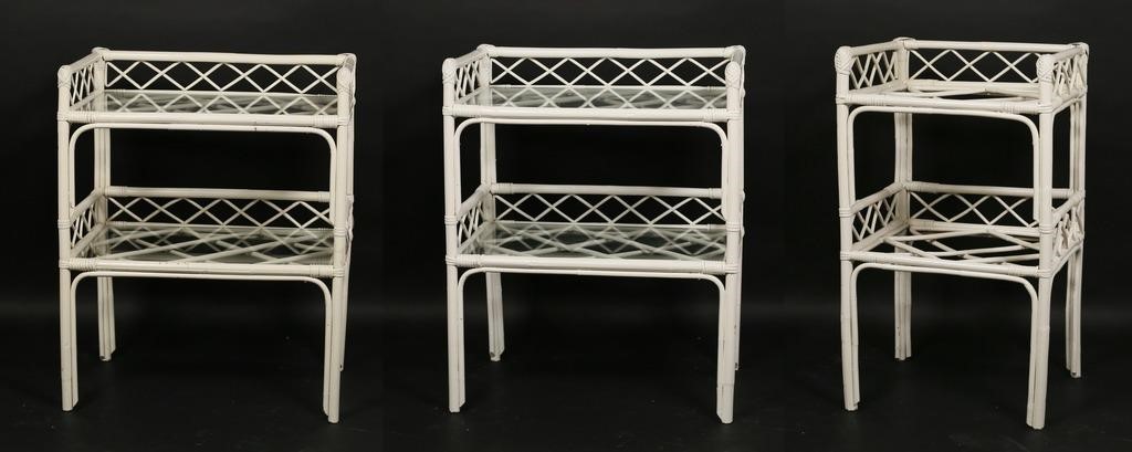 THREE HOLLYWOOD REGENCY RATTAN
