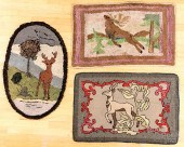 THREE HOOKED RUGS, 19TH C.Thre