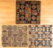 THREE HOOKED RUGS, 19TH C.Thre