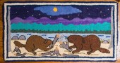 THREE HOOKED RUGS, MID 20TH CE