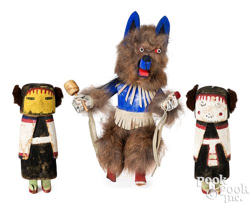 THREE HOPI CHILDREN'S KACHINAS, CA.
