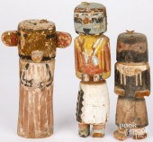 THREE HOPI INDIAN CARVED AND P