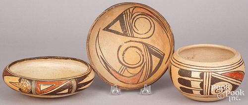 THREE HOPI INDIAN POTTERY