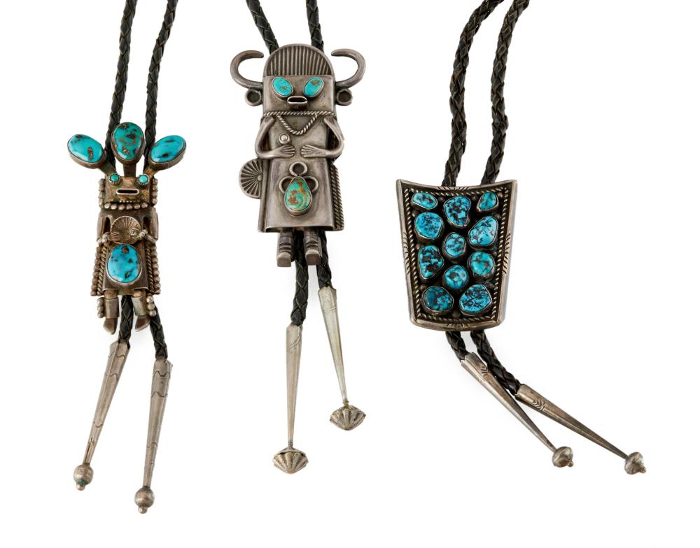 THREE HOPI/NAVAJO BOLO TIESThree