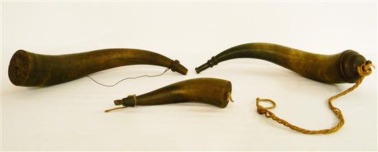 Three horn powder horns  longest