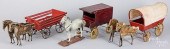 THREE HORSE DRAWN WAGONS, CA.
