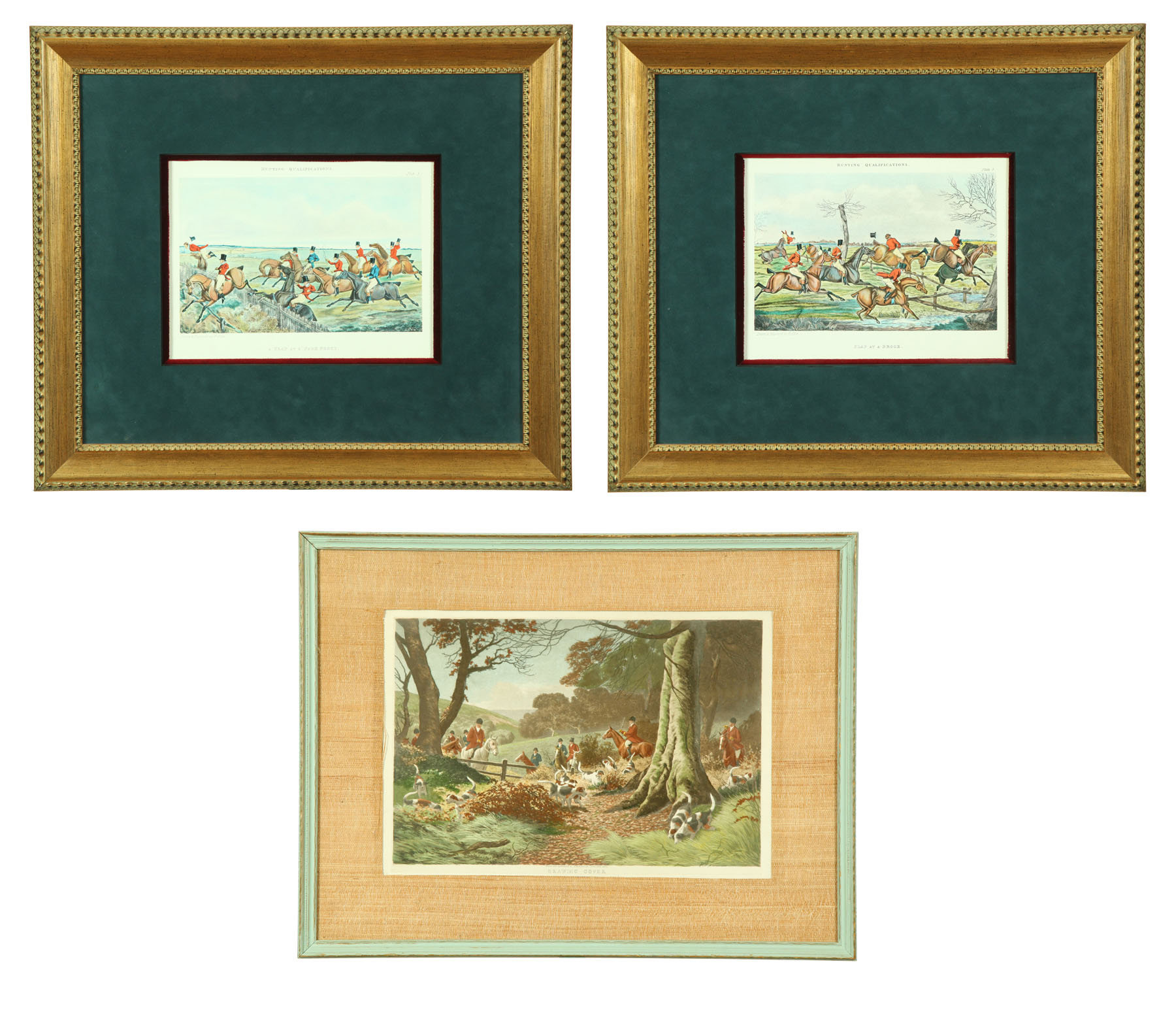 ***THREE HUNT SCENE PRINTS. 