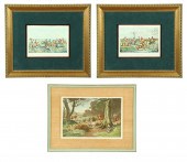 ***THREE HUNT SCENE PRINTS.  E