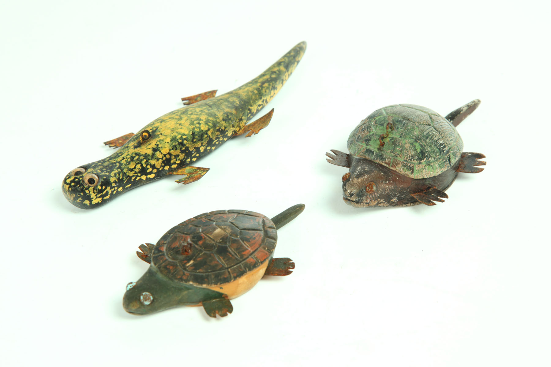 THREE ICE FISHING DECOYS.  American