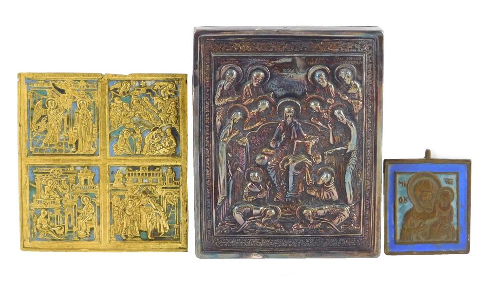 THREE ICONS, RUSSIAN, PROBABLY 19TH