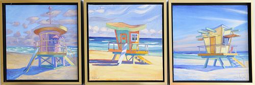 THREE ILLYA KAGAN OILS ON CANVAS