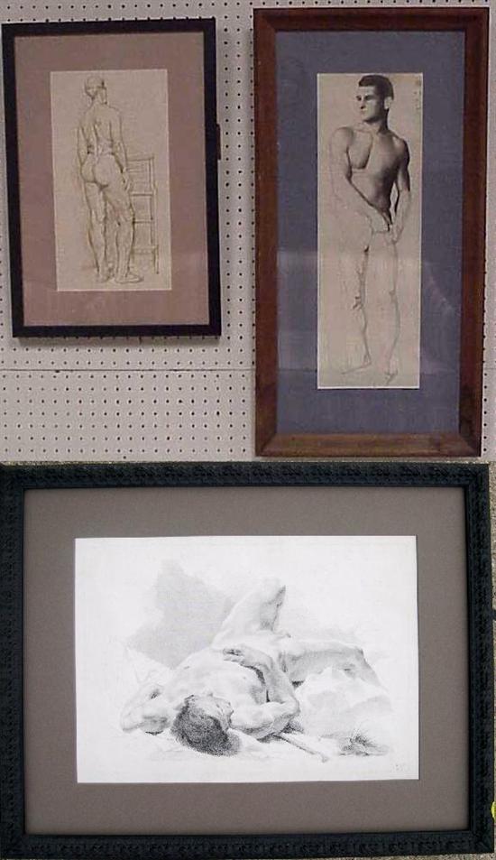 Three images of male nude  one