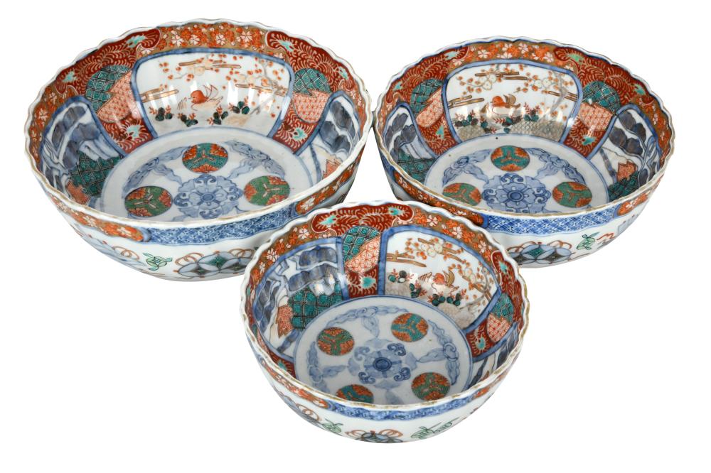 THREE IMARI PORCELAIN