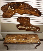 THREE INDIA INLAID ROSEWOOD DE