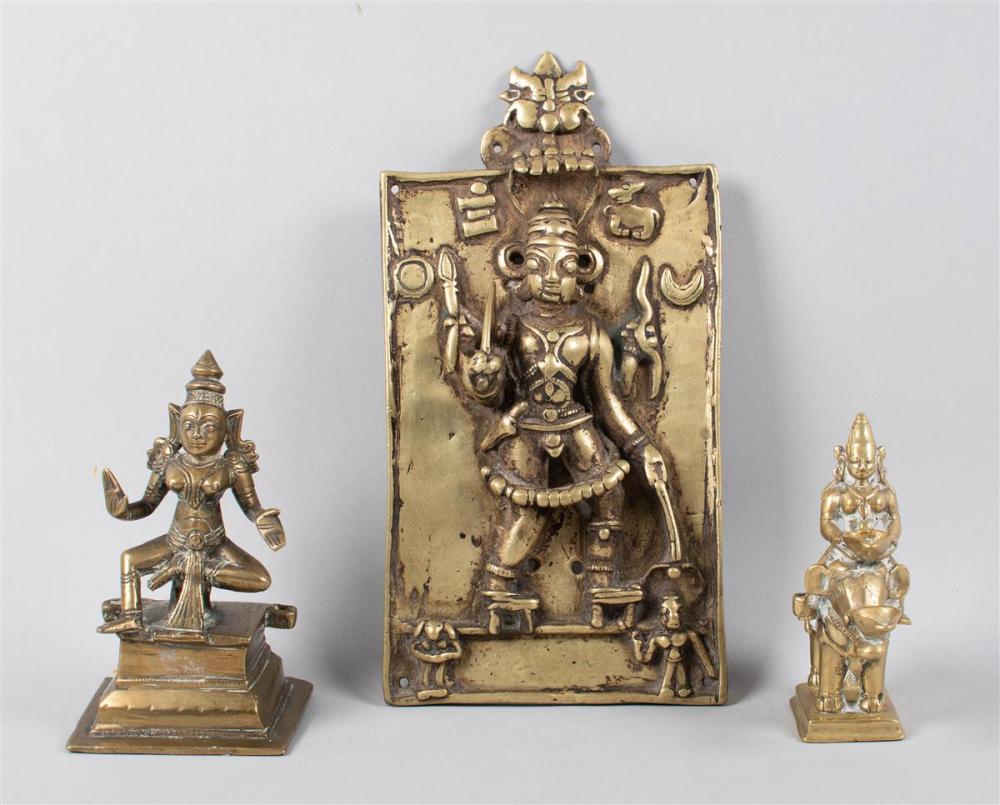 THREE INDIAN BRASS PIECES,