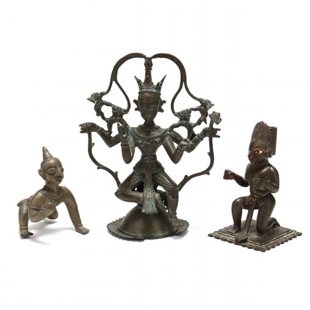 THREE INDIAN BRONZE SCULPTURES