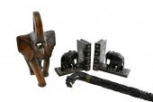 THREE INDIAN CARVED WOOD ITEMS