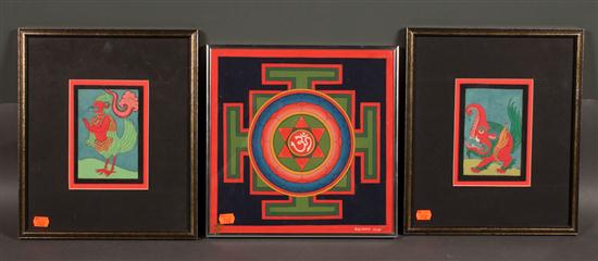 Three Indian color woodcuts