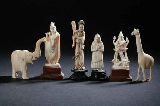 THREE INDIAN IVORY FIGURES Early