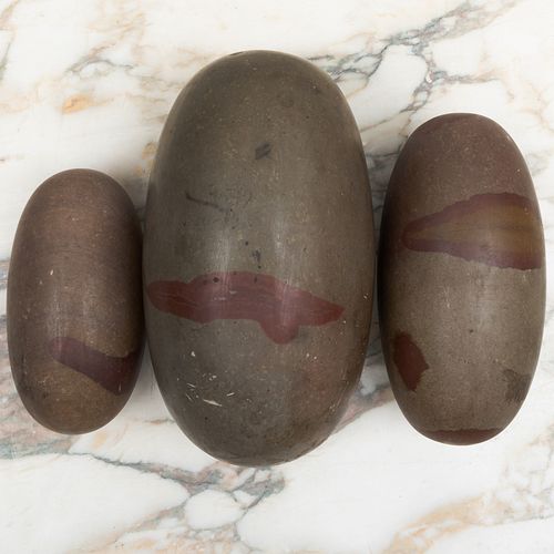 THREE INDIAN LINGAM STONES8 3/4 in.