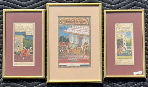 THREE INDIAN PAINTINGSLargest frame