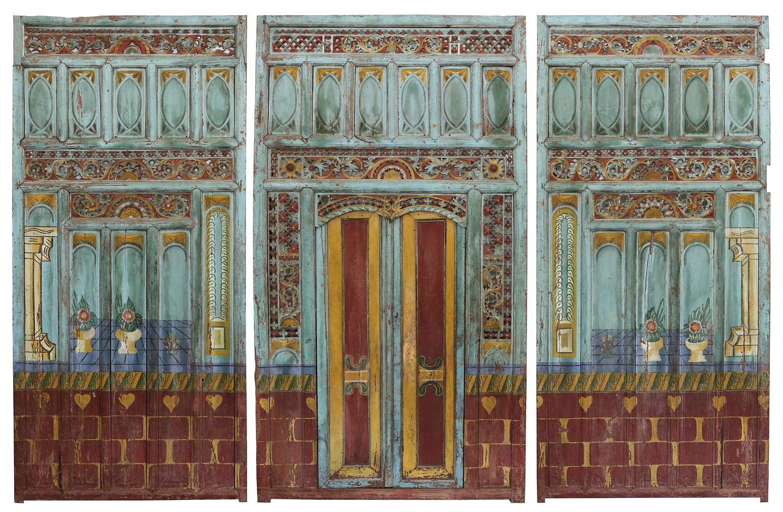 THREE INDIAN POLYCHROME DECORATED