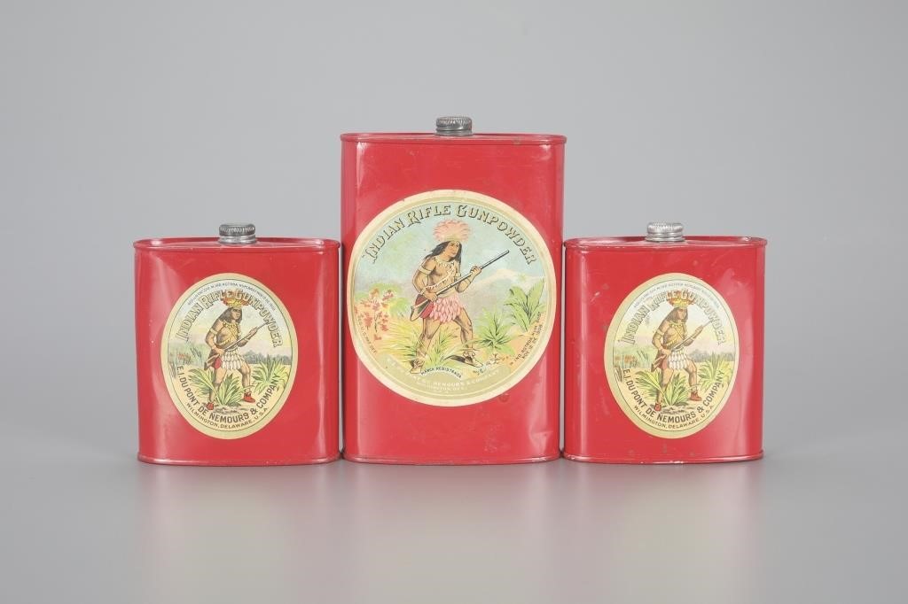 THREE INDIAN RIFLE POWDER